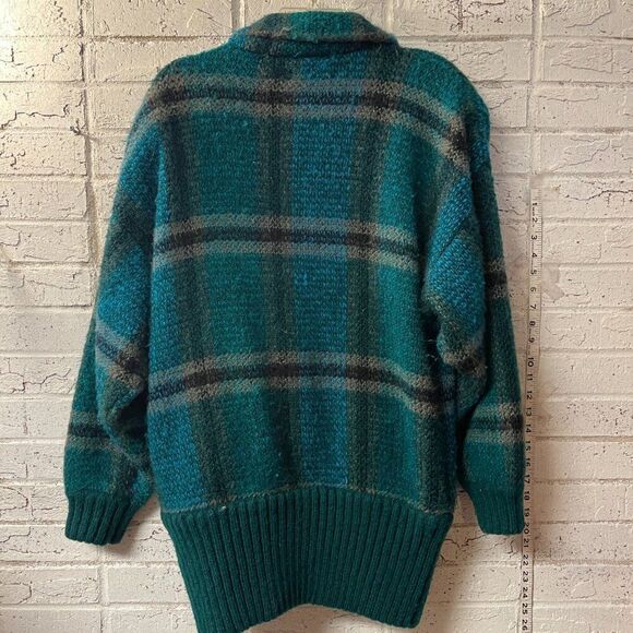 Vintage 80's Plaid Sweater Grandpa Cardigan large - Picture 6 of 8